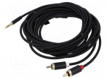 Cable | Jack 3.5mm 3pin plug,RCA plug x2 | 5m | textile