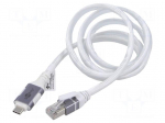 Cable | USB 3.1 | RJ45 plug,USB C plug | nickel plated | 1m | white