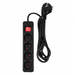 Elektrimaterjalid // Elektri laiendid, Pikendusjuhtmete, hajutuste ja UK ja USA adapterite komplekt // Przedłużacz listwowy 1.5 m, 3 x 1.5 mm2, 4G, czarny, ON/OFF