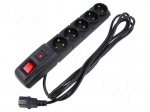 Plug socket strip: protective | Sockets: 5 | 230VAC | 10A | black