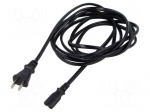 Cable | 2x0.75mm2 | IEC C7 female,JIS 8303 plug | PVC | 3m | black | 7A