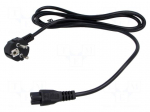 Cable | 3x0.75mm2 | CEE 7/7 (E/F) plug angled,IEC C5 female | PVC