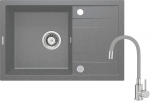 Granite sink with 1-bowl faucet with drainer