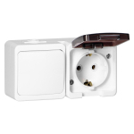 Uued tooted // Gniazdo  pojedyncze 2P+Z bryzgood. SCHUKO z klapką dymną + Łącznik 1-biegunowy IP44, SMART, biały