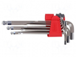 Wrench: hex key-set | spherical | S2 steel | 9pcs.