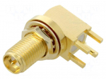 Connector: RP-SMA | socket | male | angled | THT | PTFE | gold-plated