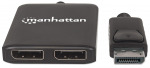 Manhattan DisplayPort 1.2 to 2-Port DisplayPort 1.2 Splitter Hub with MST, 4K@30Hz, USB-A Powered, Video Wall Function, Black, MST = Multi-Stream Transport, 3 Year Warranty