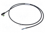 Cable: for sensors/automation | M8 | PIN: 3 | angled | 1m | plug | 60VDC
