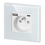 Uued tooted // Gniazdo pojedyncze 2P+Z, USB-A + USB-C, PD, max. 20W, biały
