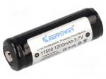Re-battery: Li-Ion | 17500,4/5A | 3.7V | 1200mAh | &Oslash;17x53mm