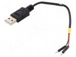 Cable | USB A plug,1pin pin header x2 | 0.1m | black | 22AWG