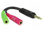 Cable | Jack 3.5mm 3pin socket x2,Jack 3,5mm 4pin plug | 0.1m