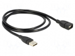 Cable | USB 2.0 | USB A socket,USB A plug | 1m | black | 24AWG,28AWG