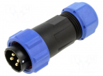 Connector: circular | plug | male | PIN: 4 | IP68 | SP21 | 7&divide;12mm | 30A | 500V
