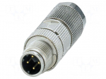Connector: M12 | plug | PIN: 4 | 48V | straight | IP65 | crimped | D code | 4A