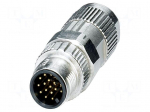 Connector: M12 | plug | PIN: 17 | 30V | straight | IP67 | IDC | A code | 1.5A