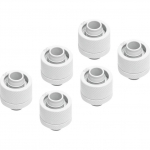 Alphacool Eiszapfen 16/10mm Screw-in Fitting G1/4 - White Sixpack, white connection, for soft tubing (PVC, silicone, neoprene)