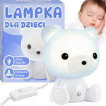 Lampka nocna miś dla dzieci lampa biurkowa do kontaktu biała dekoracyjna 3d