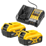 DEWALT starter set battery kit DCB1104P2, 18 volts, charger (yellow/black, 2x Li-ion battery 5.0 Ah)