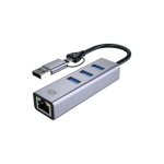 HUB USB Conceptronic CONCEPTRONIC Adapter USB-C/-A3.0->GbE+3x-A3.0 5Gbs Grey