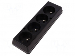 Connector: AC supply | female | splitter | 2P+PE | 250VAC | 16A | black