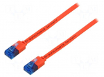 Patch cord | U/UTP | 6a | stranded | Cu | PVC | red | Len: 5m | 32AWG