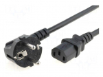 Cable | CEE 7/7 (E/F) plug angled,IEC C13 female | 5m | black | PVC