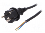 Cable | SCHUKO plug,CEE 7/7 (E/F) plug,wires | 4m | black | PVC | 16A