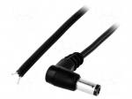 Cable | wires,DC 5,5/2,1 plug | angled | 0.5mm2 | black | 3m | -20&divide;70&deg;C