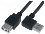 Cable | USB 2.0 | USB A socket,USB A angled plug | 1.8m | black