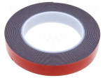 Tape: fixing | W: 19mm | L: 5m | Thk: 1.1mm | double-sided | acrylic | black