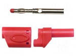 Plug | 4mm banana | 45A | 600VAC | red | Mounting: soldered