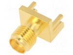 Connector: SMA | plug | female | card edge | straight | 50&Omega; | SMT | PTFE