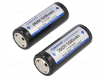Re-battery: Li-Ion | 26650 | 3.7V | 5500mAh | &Oslash;26.4x69.5mm | 2pcs.