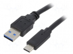 Cable | USB 3.0 | USB A plug,USB C plug | gold-plated | 3m | black | PVC