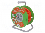 Extension lead | 3x1.5mm2 | 50m | PVC | orange | Sockets no: 4 | reel | 16A
