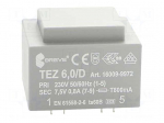 Transformer: encapsulated | 6VA | 230VAC | 7.5V | 800mA | 800mA | PCB