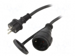 Extension lead | 3x1.5mm2 | 10m | PVC | black | Sockets no: 1 | 10A