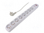 Plug socket strip: protective | Sockets: 8 | 230VAC | 10A | grey