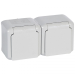 2 x 2P+E German std socket outlet Forix -surface mounting - 16 A - 250 V - grey