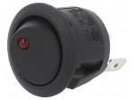 ROCKER | SPST | Pos: 2 | ON-OFF | 20A/14VDC | black | LED | RA | Body: black