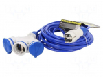 Extension lead | 3x1.5mm2 | 10m | PUR | blue | Sockets no: 3 | 16A