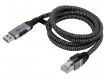 Cable | USB 3.0 | RJ45 plug,USB A plug | nickel plated | 2m | U/FTP | Cu