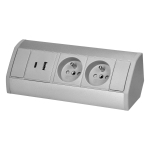 Elektrimaterjalid // Elektrimaterjalide v&auml;ljam&uuml;&uuml;k | Madalate hindade kampaaniad // Gniazdo meblowe 2x2P+Z, 2xUSB (typ A+C; 2,4A), szaro-srebrne