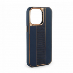 Back panel cover iLike Apple iPhone 14 Leather Case Customized Midnight Blue