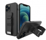 Back panel cover Wozinsky Samsung Galaxy A52s 5G / A52 5G / A52 4G case Gel Lanyard with Chain Purse Lanyard Black