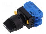 Switch: rotary | 22mm | Stabl.pos: 3 | NO x2 | black | none | IP65 | YW