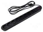Plug socket strip: protective | Sockets: 8 | 230VAC | 10A | black | 1.5m