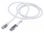 Cable | USB 3.1 | RJ45 plug,USB C plug | nickel plated | 1.5m | white