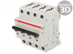 Circuit breaker | 400VAC | Inom: 2A | Poles: 4 | for DIN rail mounting